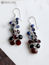 Rainbow Gemstone Bunch Sterling Silver Earrings