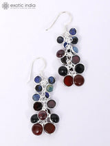 Rainbow Gemstone Bunch Sterling Silver Earrings