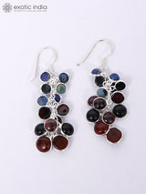 Rainbow Gemstone Bunch Sterling Silver Earrings
