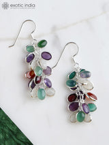 Rainbow Gemstone Bunch Sterling Silver Earrings