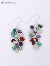Rainbow Gemstone Bunch Sterling Silver Earrings