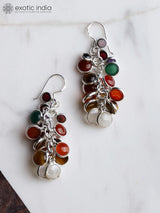 Rainbow Gemstone Bunch Sterling Silver Earrings