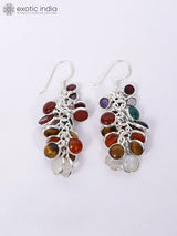 Rainbow Gemstone Bunch Sterling Silver Earrings