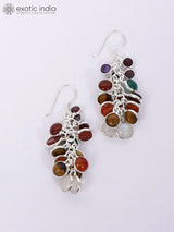 Rainbow Gemstone Bunch Sterling Silver Earrings