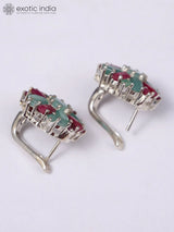Ruby and Emerald Sterling Silver Earrings