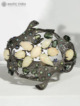 Flying Fish Diamond White Opal Tourmaline Silver Bracelet