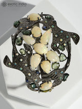 Flying Fish Diamond White Opal Tourmaline Silver Bracelet