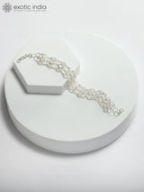 Rainbow Moonstone Cabochon Three Layer Sterling Silver Bracelet