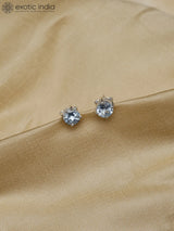 Faceted Gemstone Round Sterling Silver Stud Earrings