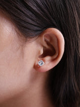 Faceted Gemstone Round Sterling Silver Stud Earrings