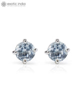 Faceted Gemstone Round Sterling Silver Stud Earrings