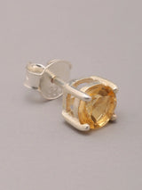 Faceted Gemstone Round Sterling Silver Stud Earrings