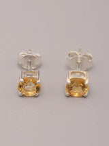 Faceted Gemstone Round Sterling Silver Stud Earrings