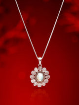 Floral Polki Diamond and Ethiopian Opal Silver Pendant