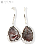 Aquamarine Emerald and Garnet Raw Gemstone Hook Earrings