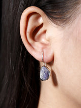 Aquamarine Emerald and Garnet Raw Gemstone Hook Earrings