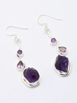 Raw Gemstone Sterling Silver Dangle Earrings