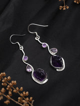 Raw Gemstone Sterling Silver Dangle Earrings
