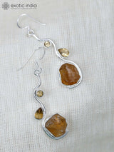 Raw Gemstone Sterling Silver Dangle Earrings