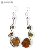 Raw Gemstone Sterling Silver Dangle Earrings