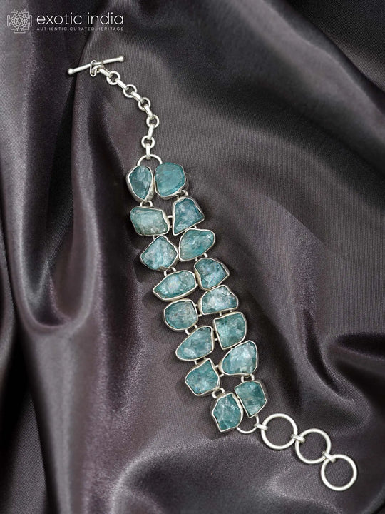 Natural Green Apatite Sterling Silver Bracelet
