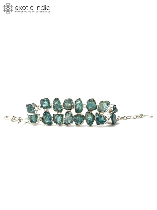 Natural Green Apatite Sterling Silver Bracelet