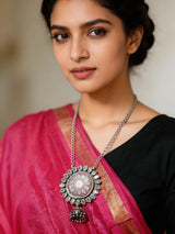 Sterling Silver Jhumka Earrings with Oxidised Finish