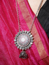 Sterling Silver Jhumka Earrings with Oxidised Finish