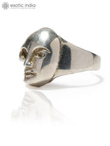 Half Skull Half Face Sterling Silver Ring