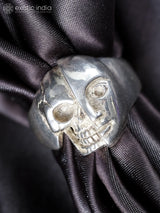 Half Skull Half Face Sterling Silver Ring