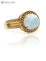 Larimar Gemstone Gold Plated Sterling Silver Ring