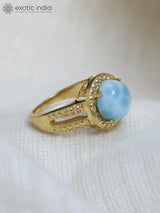 Larimar Gemstone Gold Plated Sterling Silver Ring