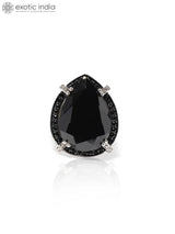 Black Onyx and Black Spinel Teardrop Sterling Silver Ring