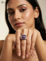 Square Cut Amethyst Sterling Silver Ring