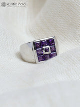 Square Cut Amethyst Sterling Silver Ring