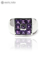 Square Cut Amethyst Sterling Silver Ring