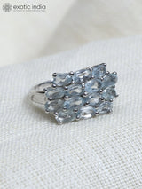 Faceted Blue Topaz Sterling Silver Ring