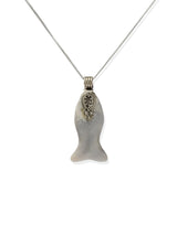 Chalcedony Cabochon Fish Sterling Silver Pendant