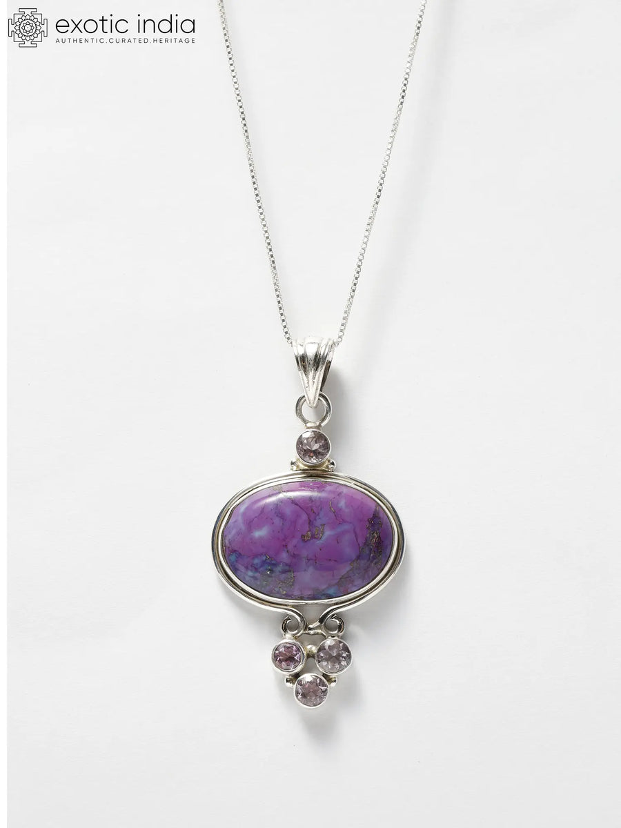 Purple Turquoise Gemstone Sterling Silver Pendant