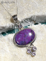Purple Turquoise Gemstone Sterling Silver Pendant