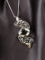 Faceted Oval Gemstone Sterling Silver Pendant
