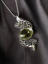Faceted Oval Gemstone Sterling Silver Pendant