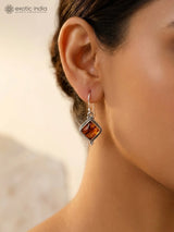 Kite Shape Baltic Amber Sterling Silver Hook Earrings