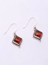 Kite Shape Baltic Amber Sterling Silver Hook Earrings