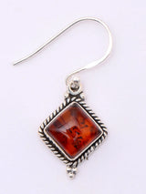 Kite Shape Baltic Amber Sterling Silver Hook Earrings
