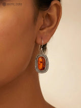 Oval Baltic Amber Sterling Silver Hook Earrings