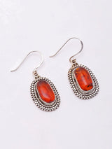 Oval Baltic Amber Sterling Silver Hook Earrings