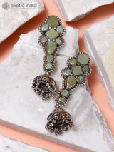 Tibetan Turquoise Sterling Silver Jhumka Earrings
