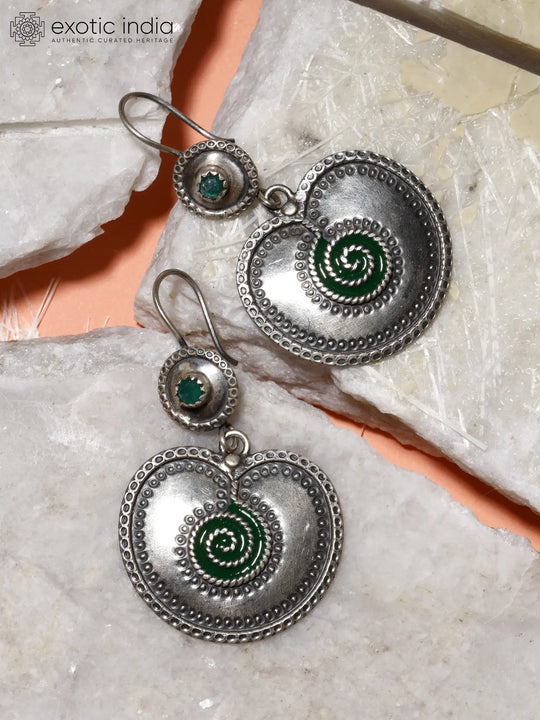 Emerald Sterling Silver Dangle Hook Earrings