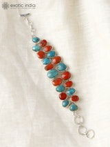 Coral and Turquoise Sterling Silver Toggle Bracelet